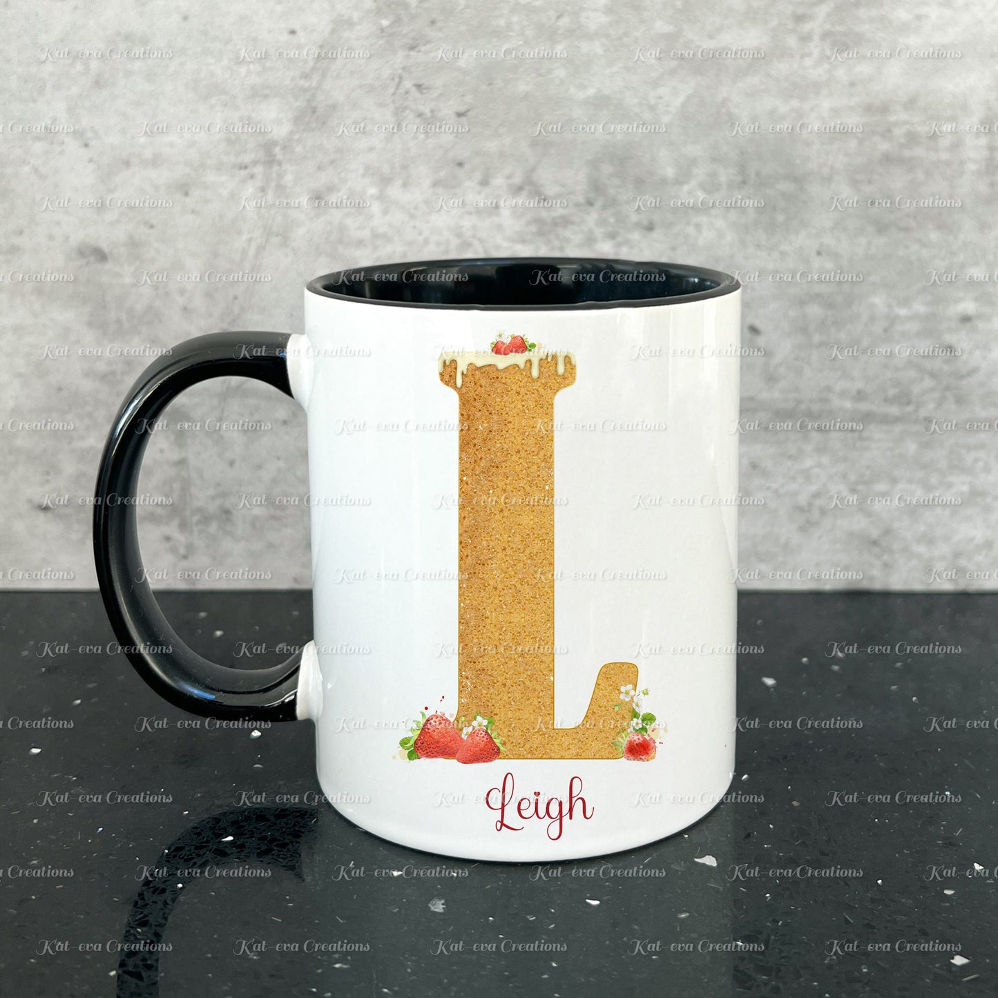 Baker mug. Personalised sponge cake alphabet cup. Ideal Birthday gift
