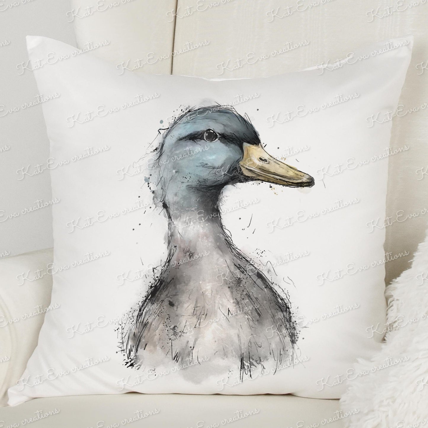 Duck cushion. Stunning drake pillow. Personalised cushion. Mothers day gift. Birthday present. Wedding, engagement, anniversary. home decor