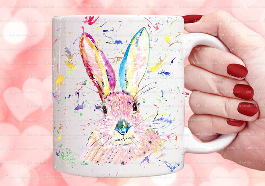 Beautiful rabbit mug. personalised bunny cup. watercolour hare/ bunny / rabbit mug. ideal birthday or easter gift