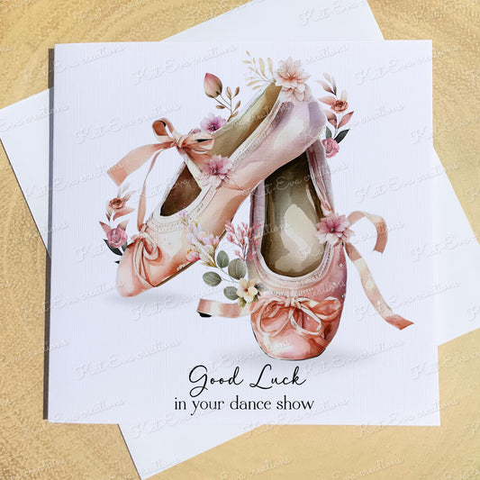 Personalised ballet, ballerina card. personalised ballet slipper card. Good luck, well done, congratulations or birthday card wording choice