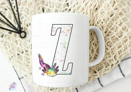 Personalised axolotl initial mug