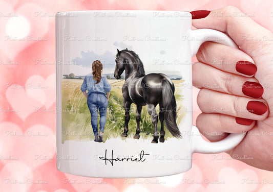 Horse mug. personalised horse mug. Lots of different girls and horses available