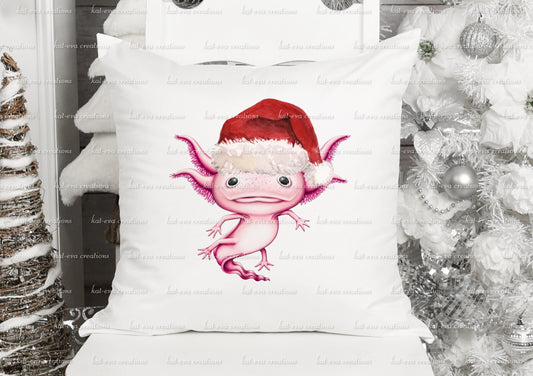 personalised axolotl christmas cushion