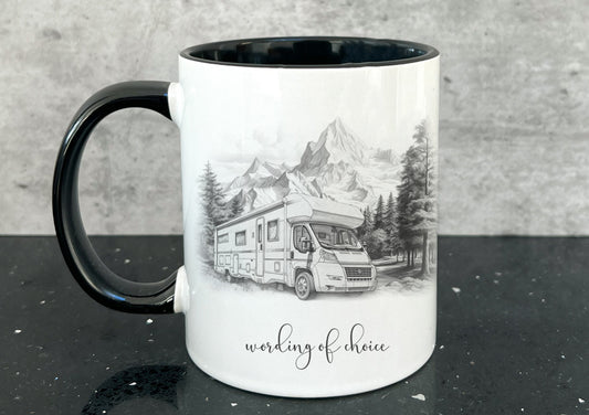Campervan mug. personalised motorhome cup. Camping and caravanning gift. summer holiday present
