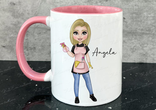 Cleaner mug, Personalised cleaner cup. ideal christmas or birthday gift. Choice of characters