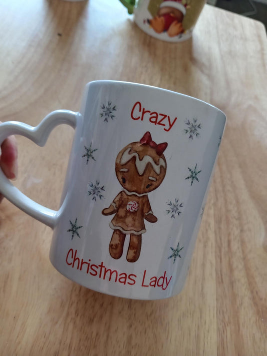 crazy christmas lady mug