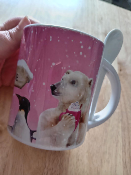 polar bear mug and spoon