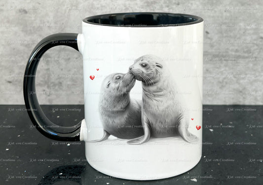 seal mug. Personalised seal bear couple cup. Ideal gift for Christmas. Birthday, secret santa or stocking filler. arctic collection