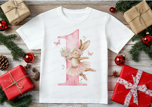 bunny ballerina number tshirt