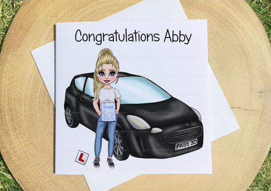 Driving test card. personalised congratulations on passing you driving test card. You have passed.