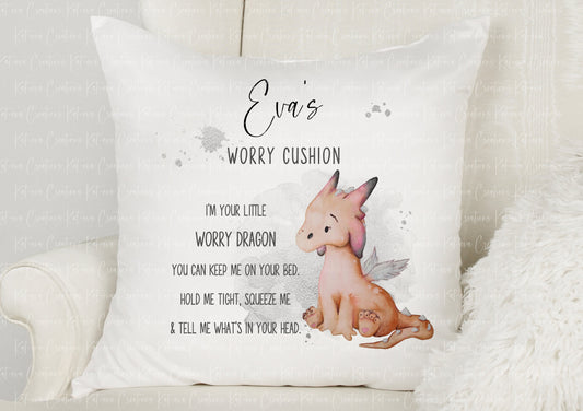 personalised dragon cushion. Personalised Dragon worry cushion. gift for children, Dragon present