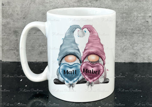 Personalised gnome mug, gonk cup. Ideal for valentines day, engagement or wedding gift christmas or secret santa present. gonk birthday gift