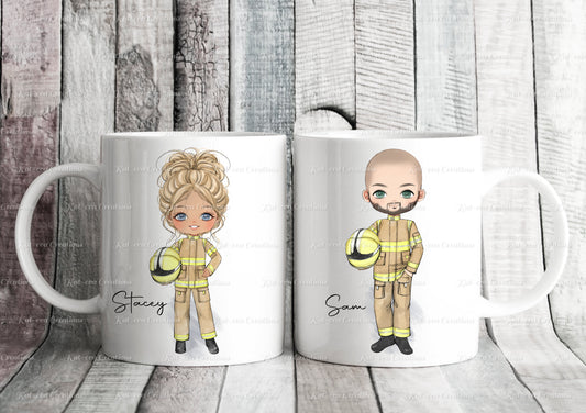 personalised firefighter mug. fireman cup, ideal for christmas, birthday or secret santa gift