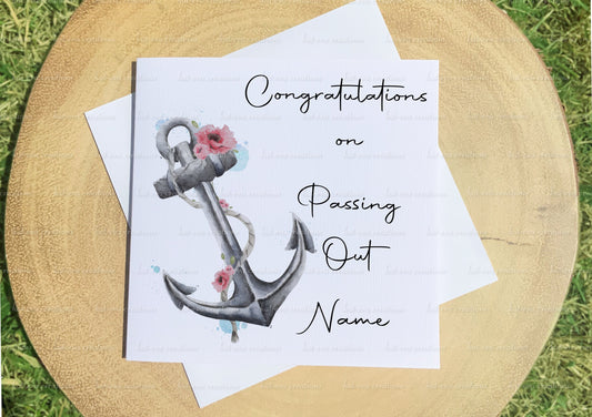 Passing out card, Personalised navy card. Congratulations Royal navy passing out parade card