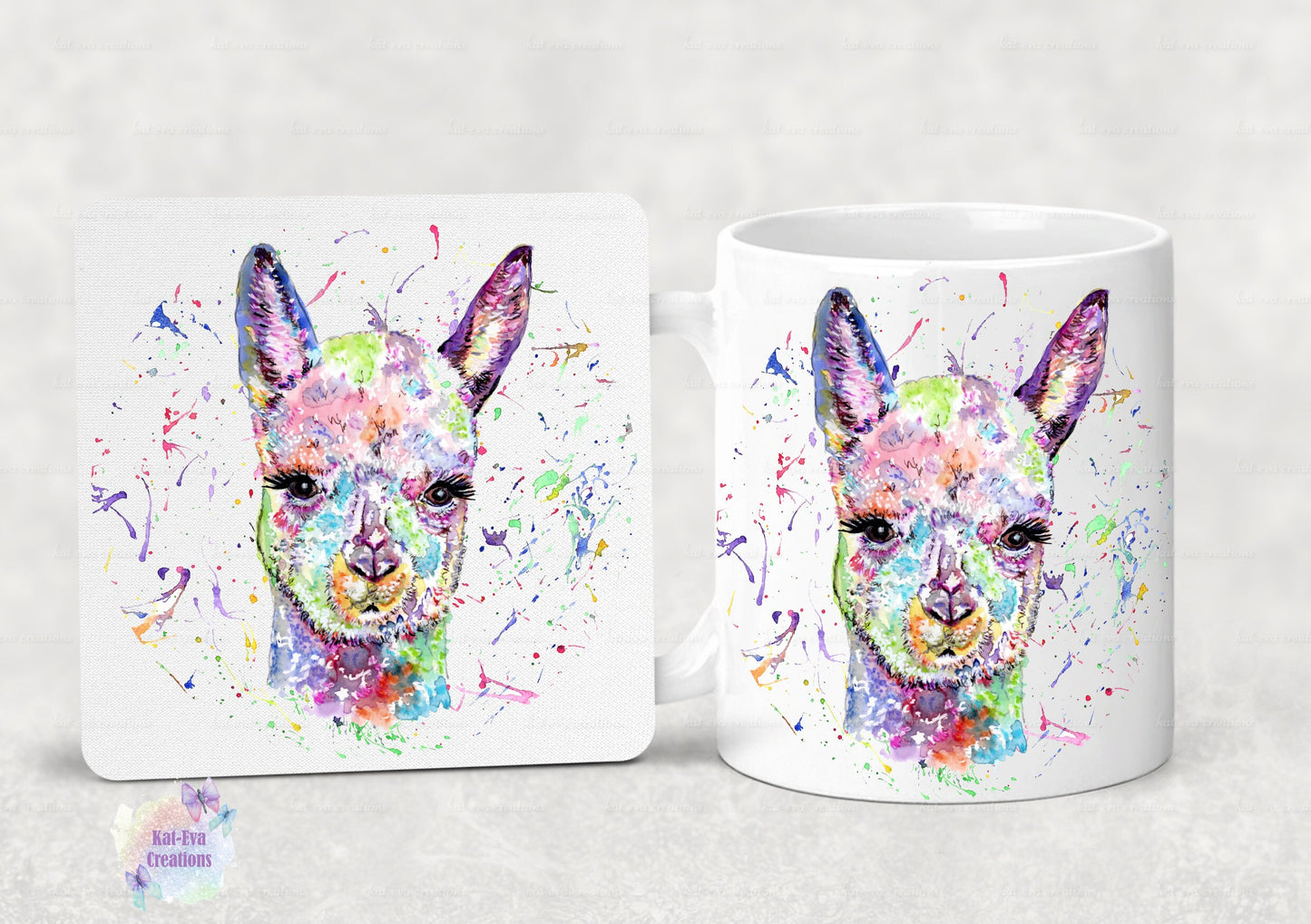 Personalised alpaca mug, llama cup. Ideal birthday or christmas gift, Secret santa present or stocking filler. watercolour animal mug