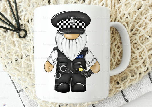 police man police lady pc gnome, gnomette, gonk, gonkette personalised mug or mug and coaster set