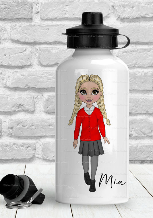 School bottle. Personalised girl water bottle. Back to school gift. Lots of choices available