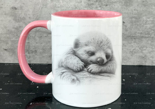 sleeping sloth mug. Personalised baby sloth cup. Ideal gift for Christmas. Birthday, secret santa or stocking filler