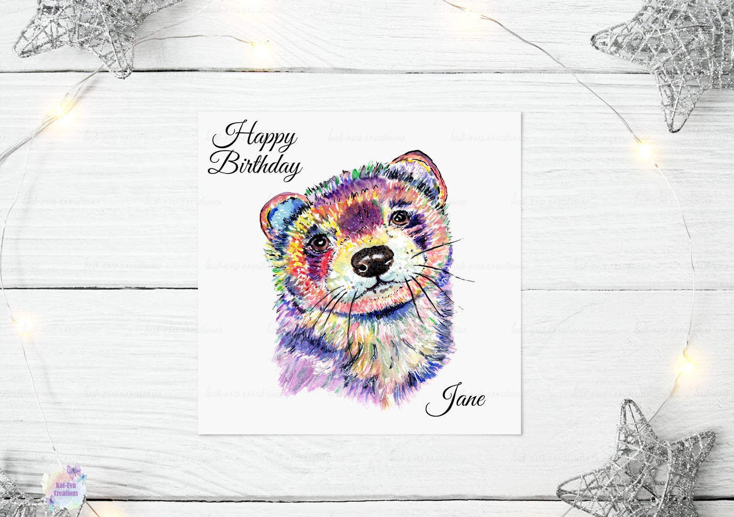 ferret card, personalised ferret card and badge