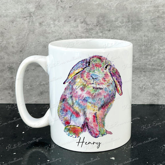 rabbit mug.  bunny cup. can be personalised. ideal birthday, mother's day or father's day gift. Easter present