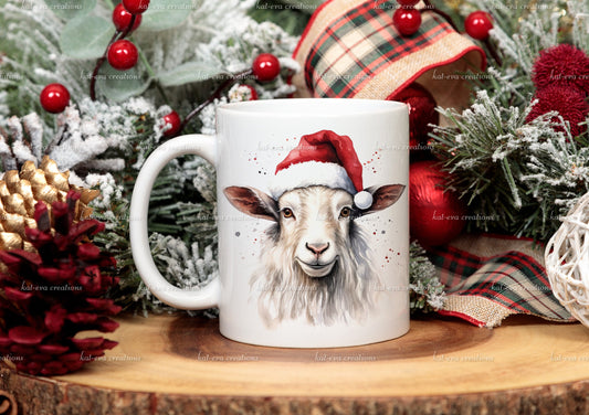 goat Mug, personalised Christmas goat mug. Ideal Christmas gift. stocking filler or secret Santa present