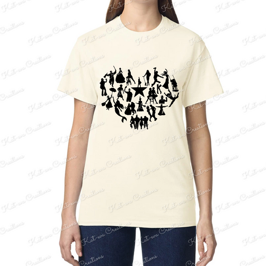 musical tshirt heart
