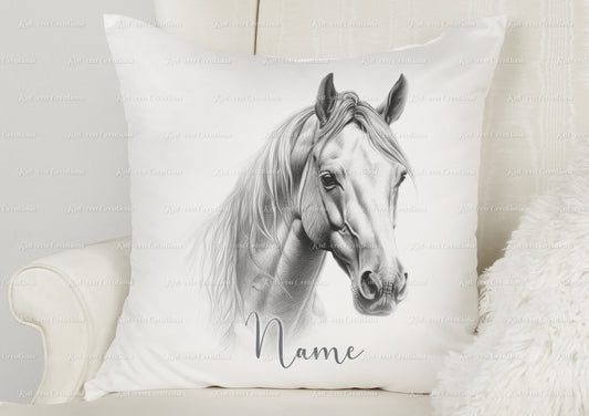 horse cushion. personalised sketch horse pillow. ideal christmas, secret santa, stocking filler, or birthday gift