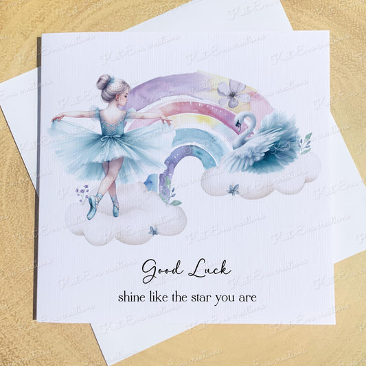 Personalised ballet, ballerina card. Good luck, well done, congratulations or birthday card. Choice of wording and design