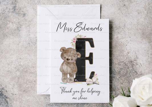 Teacher card. personalised teaching assistant card