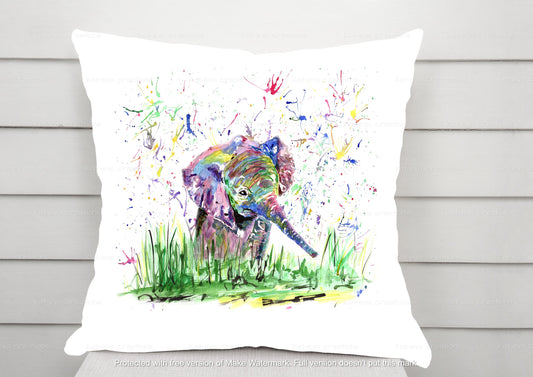 Beautiful elephant cushion. can be personalised. watgercolour baby elephant