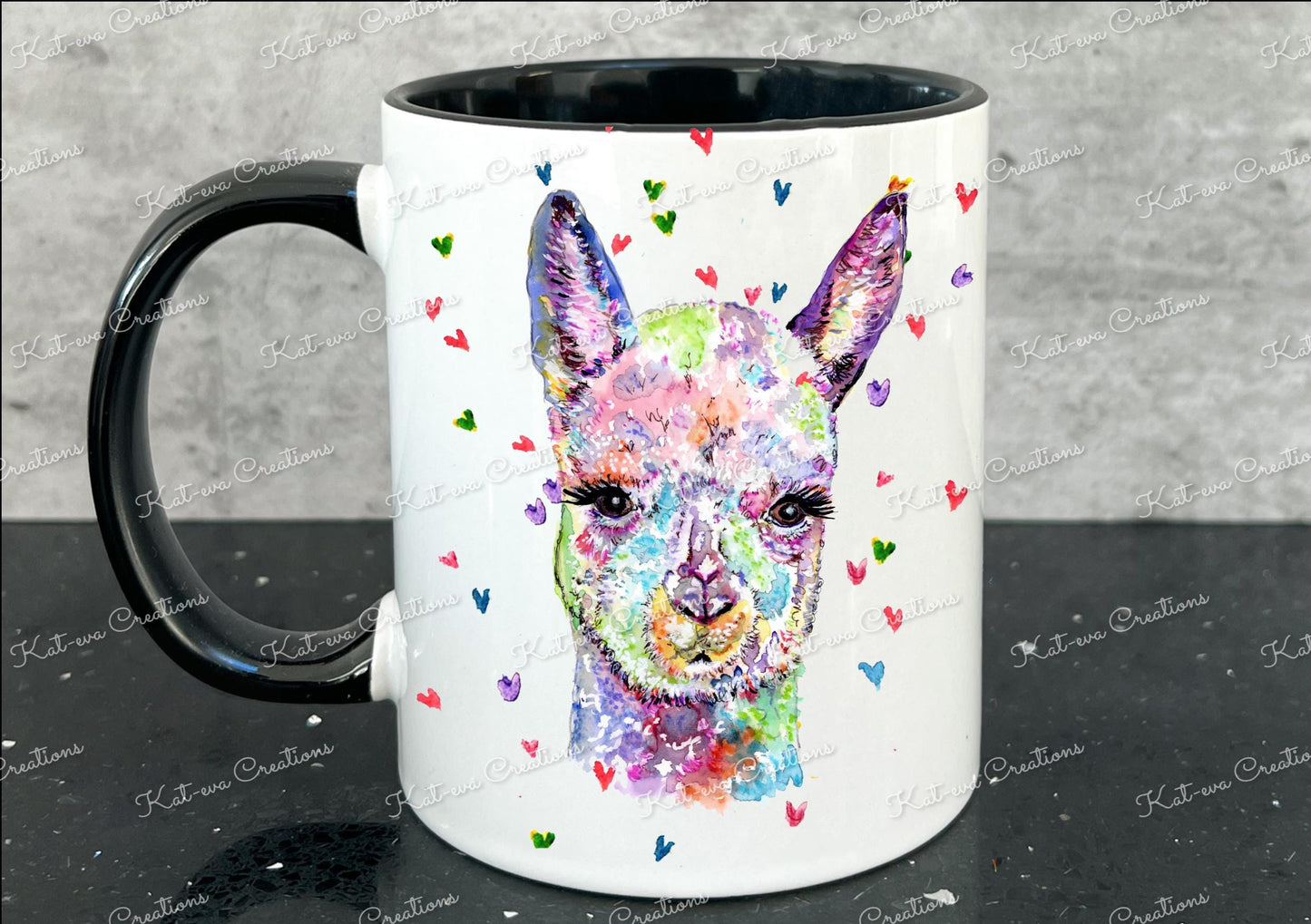 Personalised alpaca mug, llama cup. Ideal birthday or christmas gift, Secret santa present or stocking filler. watercolour animal mug