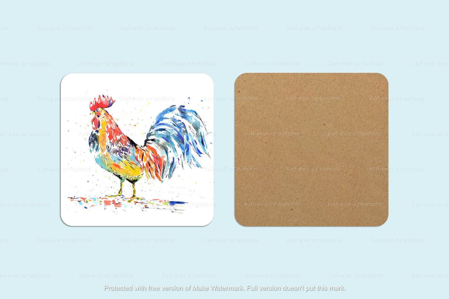 gorgeous watercolour chicken / hen / rooster/ cockerel mug or mug and coaster set. can be personalised