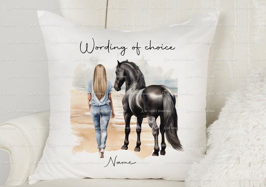 Horse cushion. personalised horse pillow. Lots of different girls and horses available