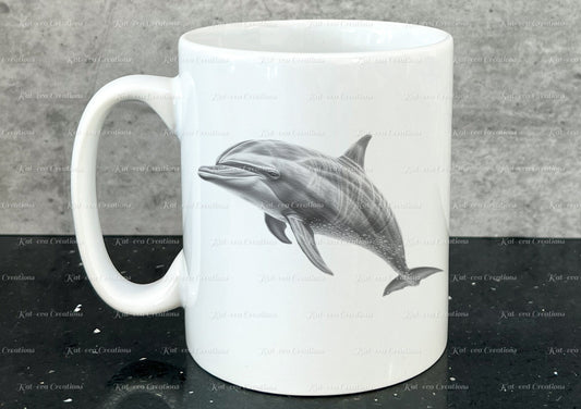 Dolphin mug. Personalised sketch dolphin cup. Ideal gift for Christmas. Birthday, secret santa or stocking filler