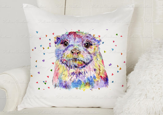 Otter cushion. can be personalised. ideal easter or birthday gift. Mothers day or fathers day present. Valentines day