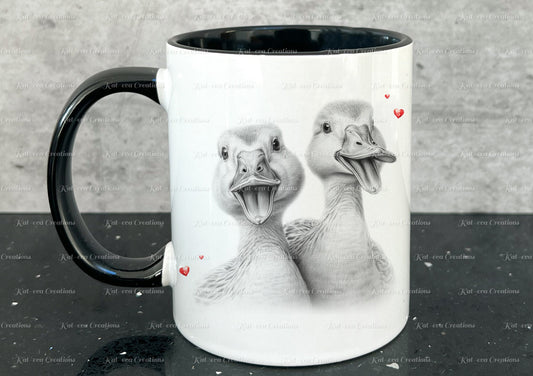 Duck mug. Personalised duck couple cup. Ideal gift for Christmas. Birthday, secret santa or stocking filler. wildlife collection
