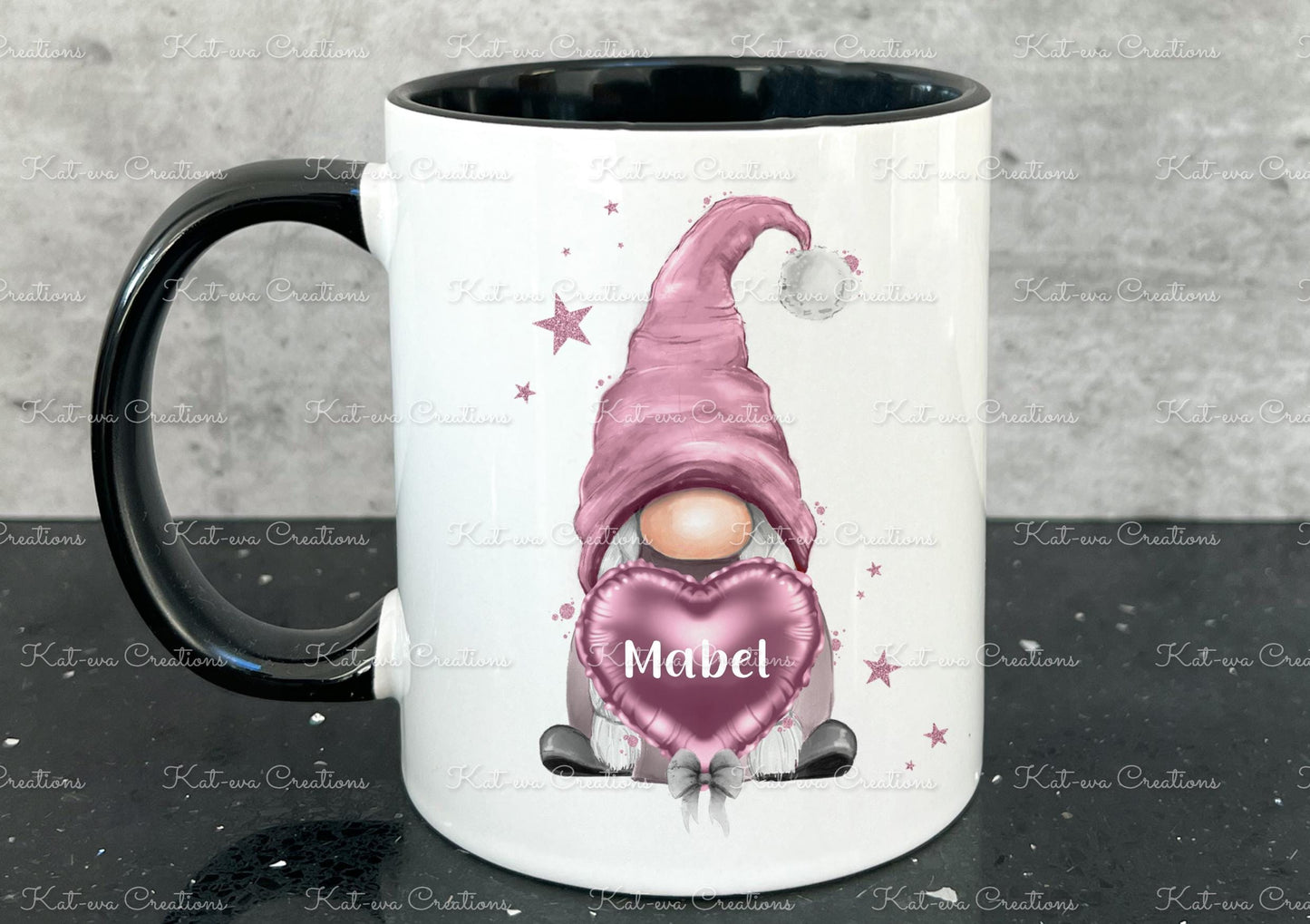 personalised gnome mug. personalised gonk mug. Choice of colour. Ideal christmas gift, secret santa present, birthday, wedding or engagement