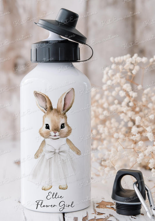 Bunny water bottle. Rabbit water bottle. Flower girl, bridesmaid, christening gift. Ideal birthday present