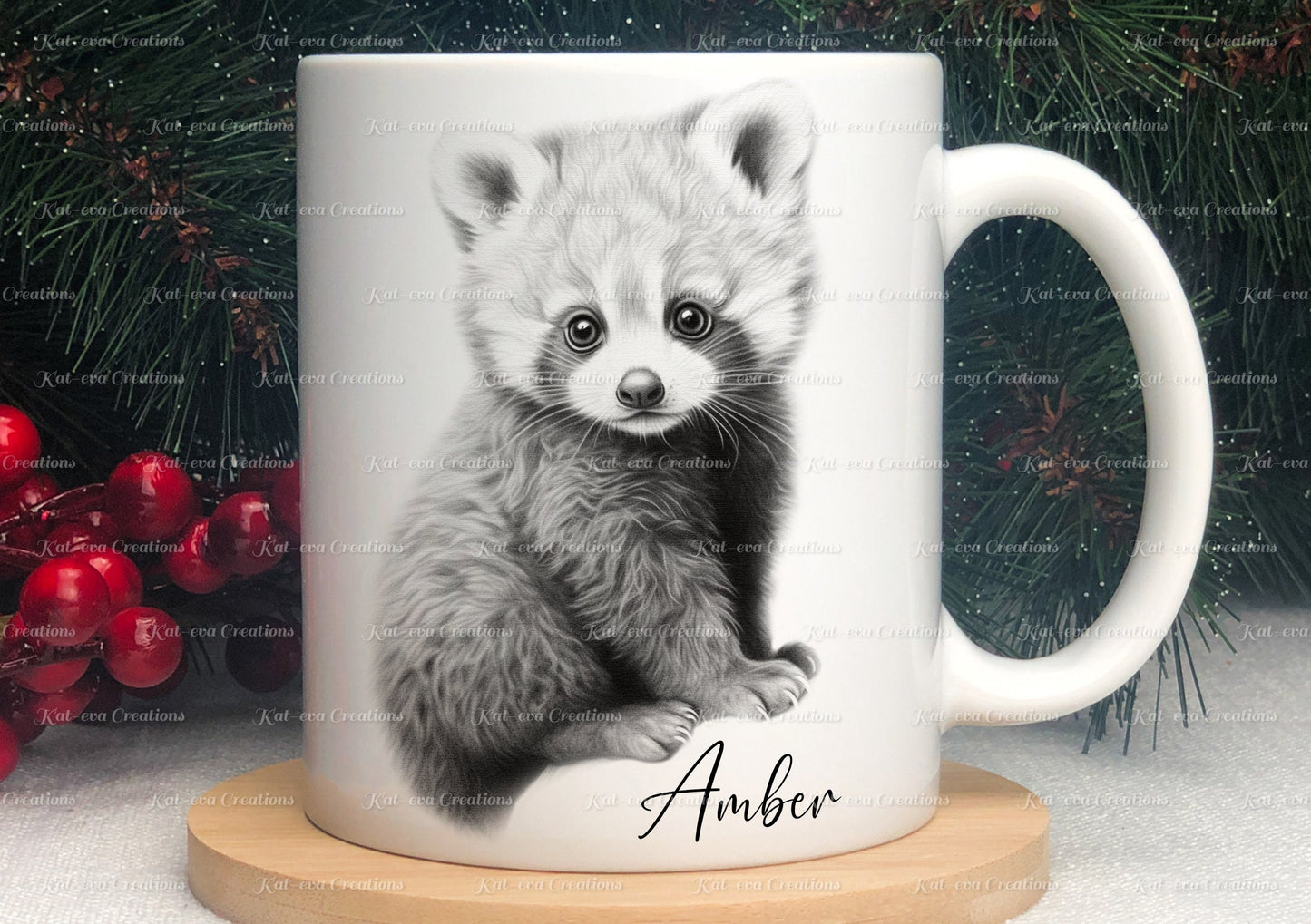 red panda mug. Personalised red panda cup. Ideal gift for Christmas. Birthday, secret santa or stocking filler. wildlife collection