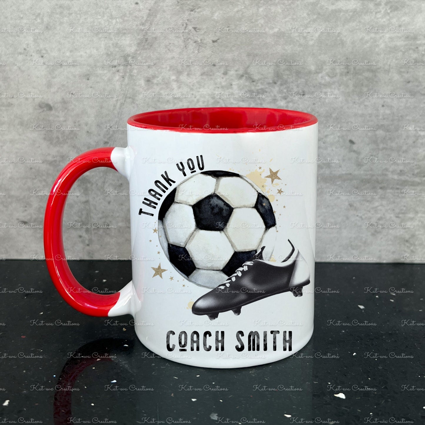 Personalised football mug. ideal christmas or birthday gift. coach present