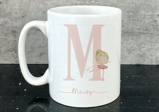 Ballerina Mug, personalised ballet dancer cup, ballet initial cup