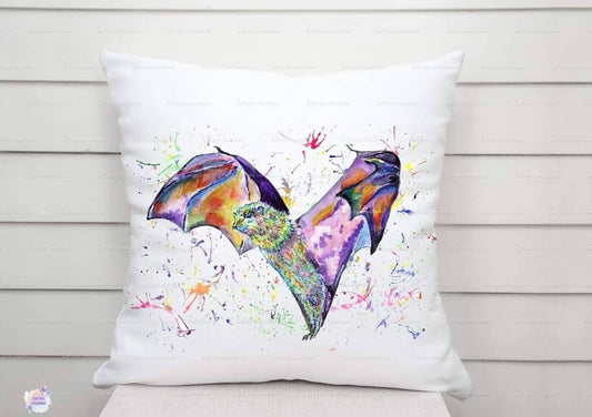 Watercolour bat cushion. can be personalised.