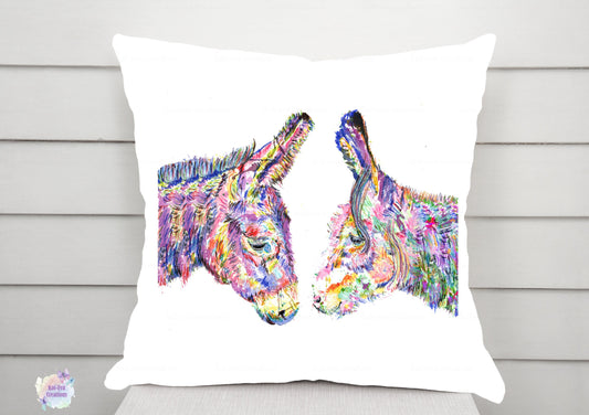 donkey cushion. Personalised donkey pillow. Cushion cover and insert. ideal birthday or Christmas gift. Mothers day or valentines present