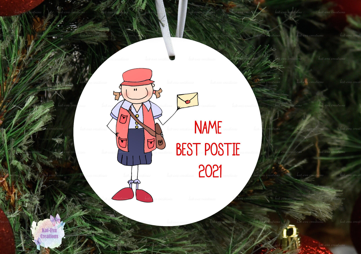 postman / post lady / courier / delivery driver personalised ceramic decoration