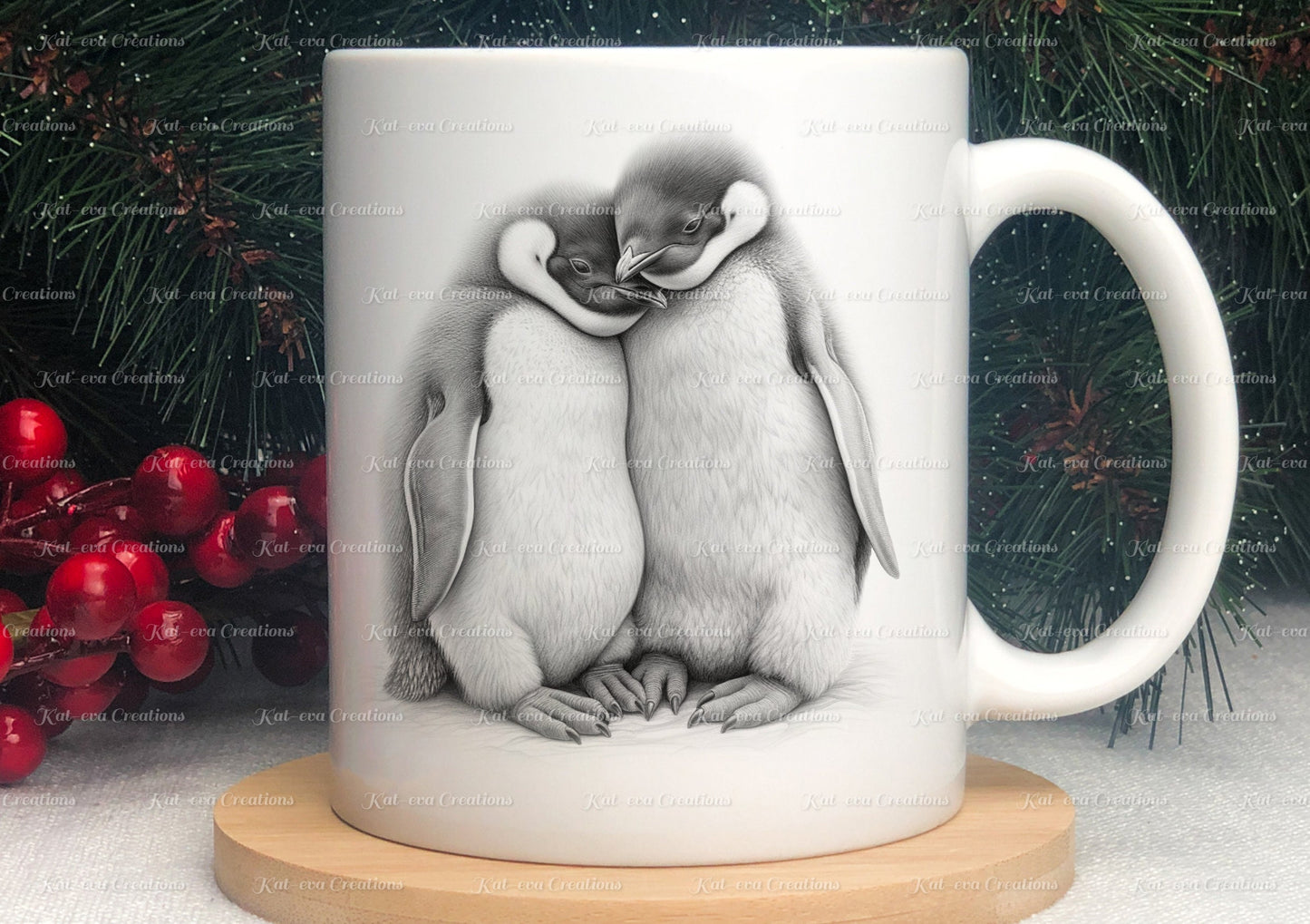 Penguin mug. Personalised penguin couple cup. Ideal gift for Christmas. Birthday, secret santa or stocking filler. wildlife collection