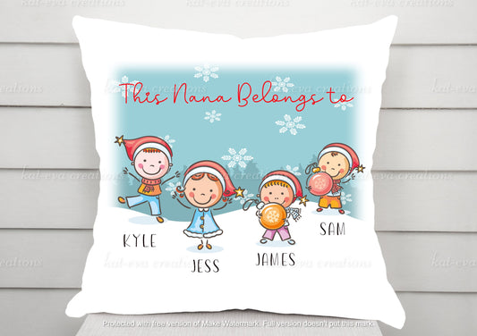 This nana / grandma / mum / mam belongs to personalised cushion