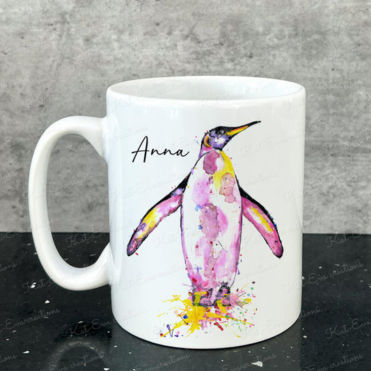 Penguin mug, Personalised penguin cup. Ideal birthday gift