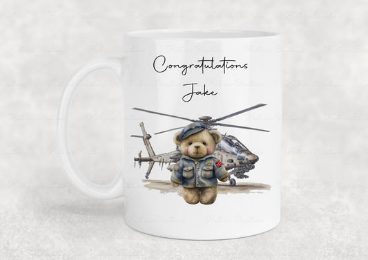 Raf mug. Personalised teddy cup. Ideal passing out gift.