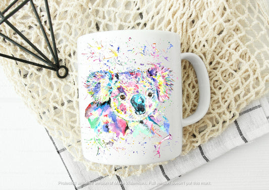 Stunning watercolour koala mug or mug and coaster set. can be personalised