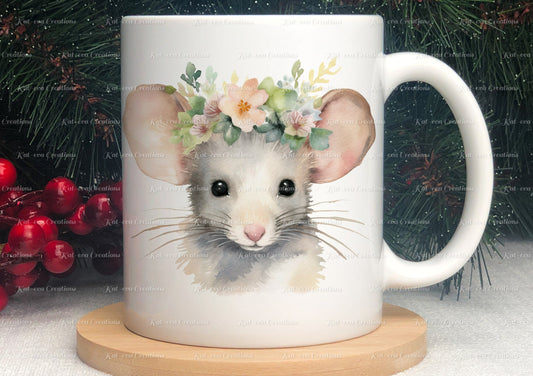 personalised mouse mug. Gorgeous Floral mouse Cup. Ideal for birthday, secret santa, stocking filler or Christmas present